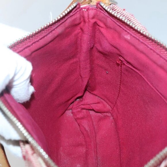 BURBERRY Nova Check Blue Label Shoulder Bag Canvas Red Silver Auth ti3084 - Picture 11 of 16